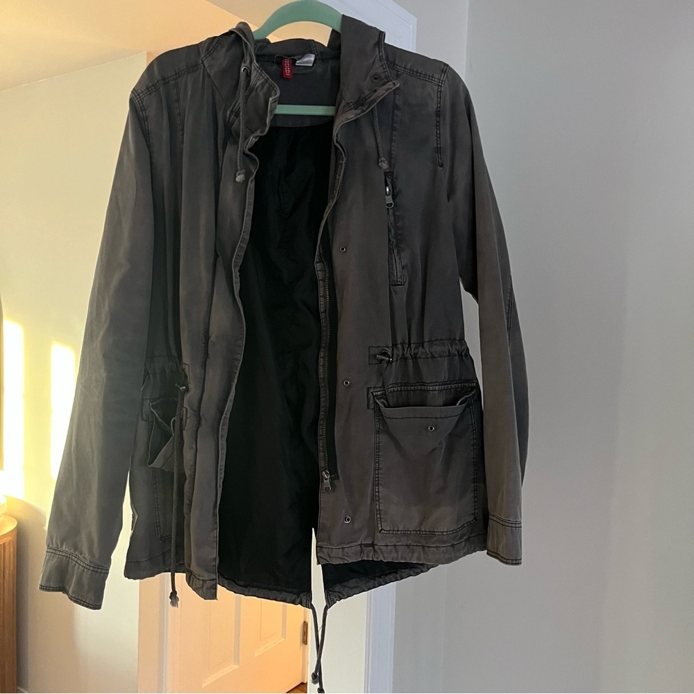 H&M Coat, Grey Hooded, Women’s 14